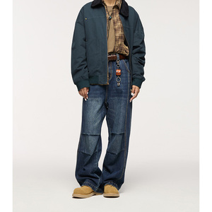 Jeans Holgados de Corte Recto Personalizados para Hombre, Estilo Vintage, Otoño-Verano, 100% Algodón, Secado Rápido, Casual - Product Image 1