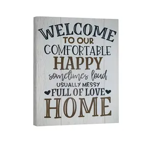 Vintage Welcome Canvas Wall Art Rustic Family Wall Decorative Signs Wood Background Wall Decor