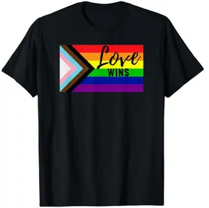Yüksek kalite dahil ilerleme gurur bayrağı eşcinsel gurur LGBTQ gökkuşağı bayrağı Tee gömlek