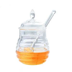 Trending Products 2024 New Arrivals Kitchen Glass Storage Pot Cruet Spice Herb Mini Honey Jar storage box with Dipper and Lid