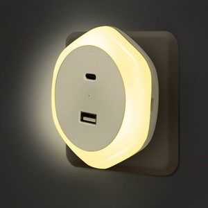 LED Dimming Mini Plug-in Night <b>Light</b> Lamp with Charging <b>Socket</b> - Product Image 1