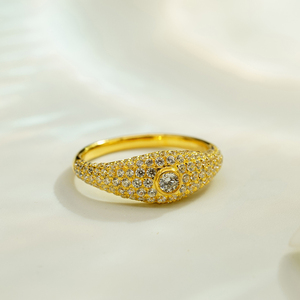 Understated Brilliance | 14K Gold Full Pave <b>Dome</b> <b>Ring</b> IGI/GIA Lab Diamond High Polish | The Smooth Everyday Band VS Clarity - Product Image 3