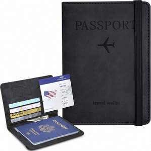 Passport Holder Passport Cover with Credit Card Slot and Boarding Pass Slot Combo Passport <b>Wallet</b> Leather Travel Accessories - Product Image 1