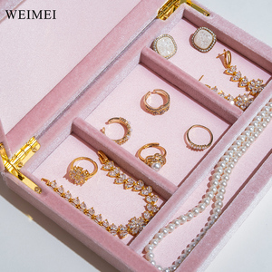 WEIMEI Fashion Blue Flannel Velvet Jewel Organizer Packing Watch <b>Earring</b> Necklace Ring Jewelry <b>Box</b> - Product Image 6