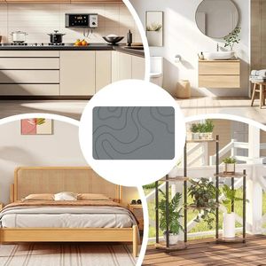 Tapis de douche super absorbant, séchage instantané, motif pierre, design vague, disponible à la vente - Product Image 6