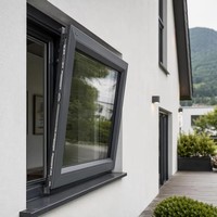 Ventanas Abatibles de Aluminio con Marco Negro, Diseño Clásico de Patio Francés para Proyectos de Villas Europeas, Vidrio Moderno para Dormitorios
