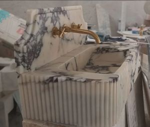 Wastafel Batu Marmer Calacatta Viola Berkualitas Tinggi untuk Meja Rias - Product Image 4