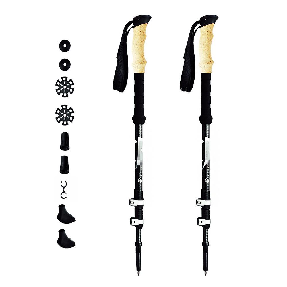 Carbon Fiber 100% Opvouwbare Trekking Pole Nordic Wandelstok-Telescopische Wandelen Pole Met Flip Lock