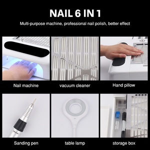 Professional Nail Art Machine Six-in-One 48W UV LED Phototherapy Polishing Vacuum Cleaner Lighting Hand <b>Pillow</b> Plastic Dust - Product Image 4