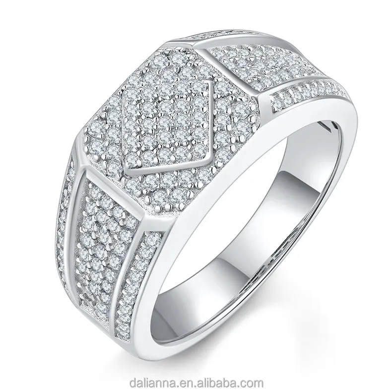 Custom Man Jewelry 2023 Moda 925 Prata 18K Banhado A Ouro Jóias Noivado Moissanite Anel De Diamante Para Homens