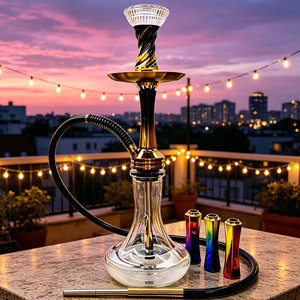 Luxury Glass Portable Black Gradient Nargile Shisha Set 52CM Aluminum Alloy Shisha <b>Hookah</b> Set Arabic <b>Hookah</b> <b>Hookah</b> Pen In Stock - Product Image 6