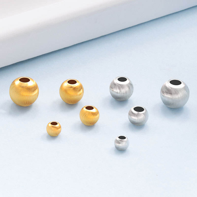 Wholesale Polished Round 925 Sterling Silver Beads for Jewelry Making  Silver Anti-rust Sparse Beads DIY Jewelry Accessories
