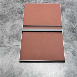 लाल भूरे रंग के मधुकंघी चमड़े का दरवाजा पैनल, अनुकूलित उच्च अंत वार्डरोब स्लाइडिंग दरवाजा, एल्यूमीनियम फ्रेम हार्डवेयर दरवाजा पैनल - Product Image 1