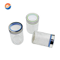 BROTHER GJ02YZEB Pot de rangement pour thé et café en verre transparent avec couvercle en métal transparent en plastique