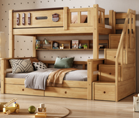 Massives Etagen bett aus Holz mit integriertem Bett Aufbewahrung Massivholz Natur Eiche Holz Farbe auf und ab Etagen bett