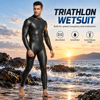 Combinaison de triathlon homme OEM ODM à manches longues en néoprène lisse pour natation en eau libre, logo personnalisé, vente en gros
