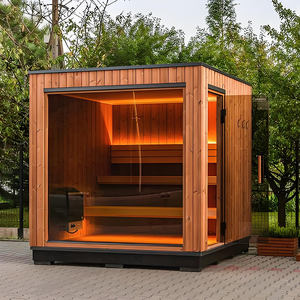 Carré en <span class=keywords><strong>bois</strong></span> massif pour 2 personnes Design moderne Sauna à vapeur sèche <span class=keywords><strong>Hammam</strong></span> à vapeur Ordinateur électrique Panneau de commande Utilisation en <span class=keywords><strong>extérieur</strong></span> - Product Image 1
