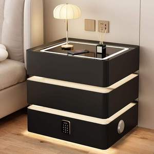 Mesita de noche inteligente con cerradura codificada inteligente flotante, base de mármol LED montada en la pared, mesita de noche de lujo, lámpara de mesa moderna - Product Image 3
