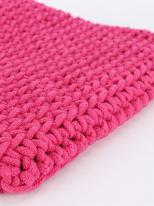 Women's Casual Shoulder Cotton Rope Woven <b>Bag</b> Small Square Solid Color <b>String</b> Closure Tanjing - Product Image 4