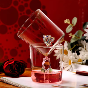 Gobelet à vin rouge vintage fait main en <span class=keywords><strong>cristal</strong></span> <span class=keywords><strong>de</strong></span> 300 ml, cuillère en bois, boîte hermétique, couleur personnalisée, pour cuisine et thé – Vente en gros - Product Image 1