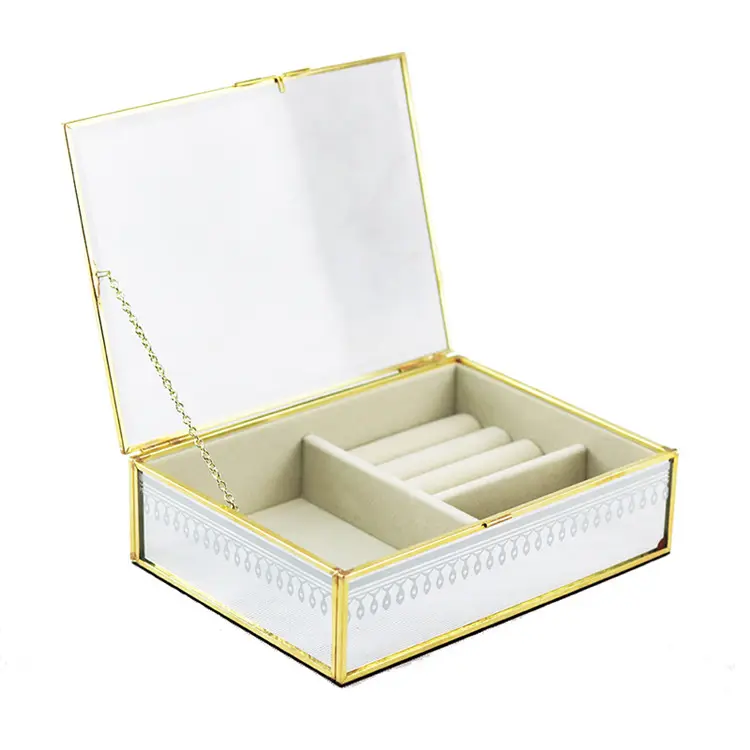 Hot Sales Luxury Exquisite Glass Silver Jewelry Packaging Box