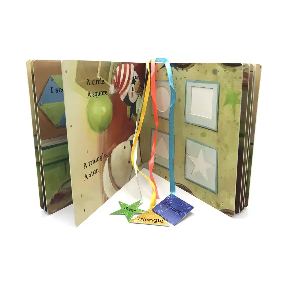 Custom Kids Board Book Printing Thick Pop up Cardboard 3D Book Printing Hardcover Book with Ribbon