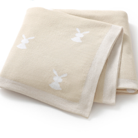 Couverture en coton tricotée pour bébé, motif lapin mignon, serviette de bain, tissu d'emmaillotage, couette pour bébé, couverture de poussette pour nourrissons
