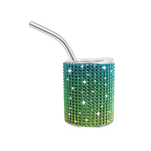 Mini vaso morado de 3 oz con pajita y tapa, vasos mini de doble pared con aislamiento al vacío, vaso de acero inoxidable con incrustaciones de diamantes. - Product Image 3