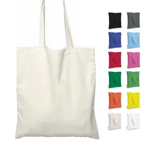 经济型棉帆布手提袋，轻质中型可重复使用食品杂货购物袋，适合DIY、广告、促销