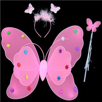 Ailes de papillon à led avec jupe tutu pour filles, ensemble de costumes d'ailes d'ange papillon, accessoires de scène, ailes de fées lumineuses