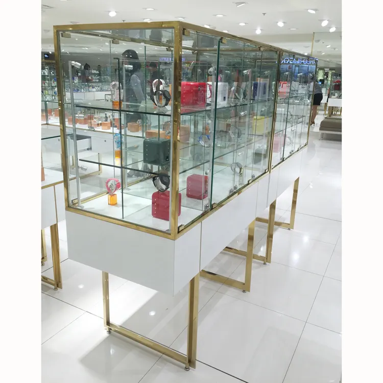 Factory price jewelry simple design wood and glass jewelry display cabinet display showcase for sale