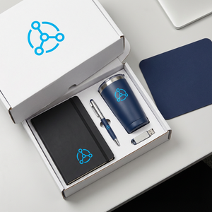 Set Regalo Aziendale Personalizzato con Logo, Kit di Benvenuto per Nuovi Assunti con Taccuino, Penna, Tumbler, Tappetino per Mouse, Chiavetta USB - Product Image 1