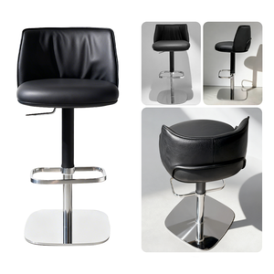 Adjustable <b>Leather</b> Upholstered Swivel <b>Bar</b> <b>Stools</b>, Counter Height Chairs with Back for Kitchen Island - Product Image 4