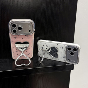 Funda para <span class=keywords><strong>iPhone</strong></span> 17 Pro Max, 16, 15, 14, <span class=keywords><strong>13</strong></span> con Diseño de Lazo y Puntos, Linda y Moderna, con Soporte de Corazón - Product Image 3