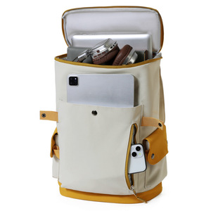 Jing Hui Student <b>Backpack</b> Beige 15 Inches Waterproof Flap Design <b>School</b> Education Neutral Gender Oxford Cloth - Product Image 5