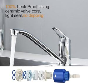 Nóng Và Lạnh Máy Trộn Nước 360 Xoay Chất Lượng Cao Bồn Rửa Nhà Bếp Mixer Tap Duy Nhất Xử Lý Brass Vòi Nước Nhà Bếp - Product Image 6