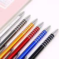 Logo kustom pena pulpen logam PEB01 aluminium ditarik pena klik kantor sekolah menulis 1.0mm 6 warna hadiah promosi