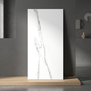 Carreaux de porcelaine en marbre blanc Statuario brillant 600x1200mm, carreaux de sol et de mur de qualité supérieure pour hôtels et villas - Product Image 1