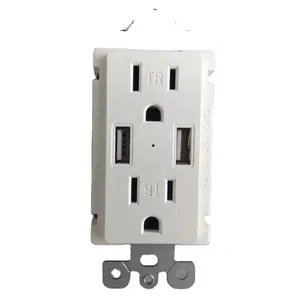 US Standard Safe Wall Outlet 15 Amp Electrical Power Outlet with USB AC Wall Socket White ETL US Plug