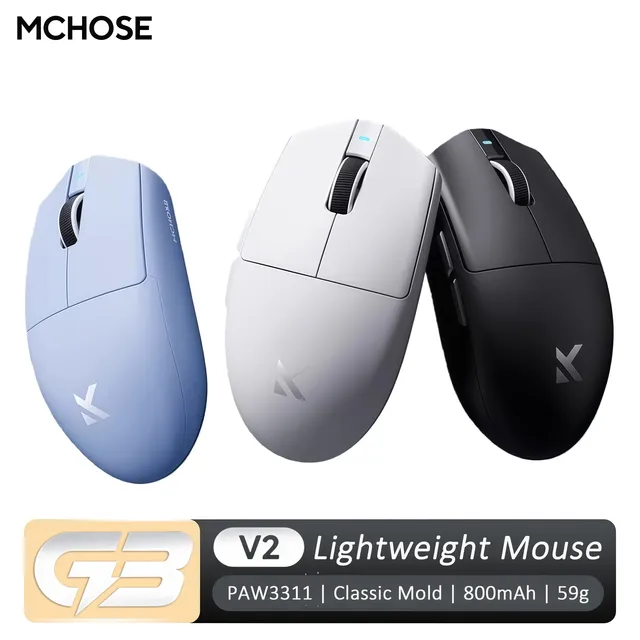 MCHOSE G3 V2 Gaming Mouse Tri-mode Wireless Sensor Lightweight Ergonomics Esports Wireless Mouse PC Gamer Accessories PAW3311
