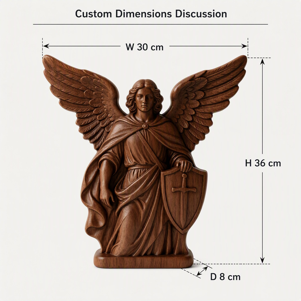 Custom Wooden Archangel Michael Statue with 3D Carved Warrior Angel ...