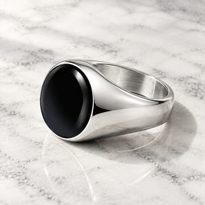 Anillo de Sello Minimalista JLM de Acero Inoxidable para Hombre, Anillo Clásico con Piedra Cuadrada de Ónix Negro, Joyería Vintage al por Mayor - Product Image 4