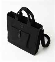 Sac bandoulière minimaliste noir avec poche avant, sangle amovible, sac en toile pour les trajets quotidiens, pour le travail, le bureau
