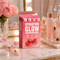 Integratore di bellezza in polvere con collagene, elettroliti, acido ialuronico e vitamina C per l'idratazione e la luminosità della pelle, per il benessere quotidiano delle donne.