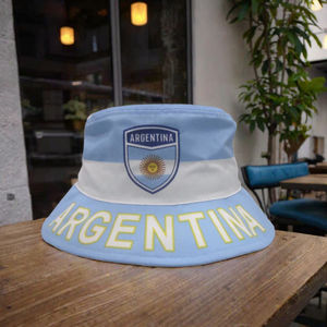 Nouveau style Chapeau bob de pêche en toile rayée 100% coton, imprimé drapeau argentin, promotion économique, vente en gros, OEM - Product Image 2
