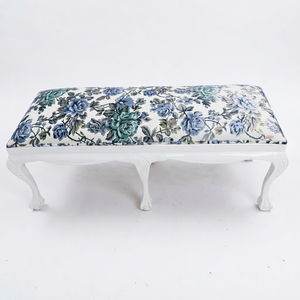 Antique Louis French <b>White</b> Solid Mahogany Wooden Ottoman Bench Stool Eco-Friendly Handmade European Design Hotel Living Room - Product Image 1