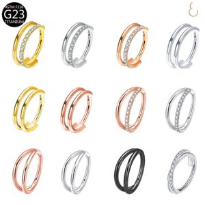 Anneaux de <span class=keywords><strong>nez</strong></span> septum pour femmes en titane G23 <span class=keywords><strong>avec</strong></span> zircon, bijoux de piercing tendance, boucles d'oreilles créoles, piercings segmentés et labrets - Product Image 6