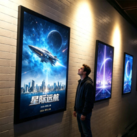 Grand cadre d'affiche LED magnétique rétroéclairé 27x40 pour affiches de cinéma et home cinéma