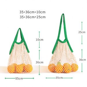 Sacs réutilisables en filet de coton de qualité supérieure avec logo personnalisé, poignées longues, pour courses, fruits et légumes - Product Image 2