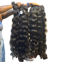 Rambut Manusia Mentah Berkualitas Tinggi, Bundel Rambut Asli India Burma, Tanpa Proses, Alami, Bergelombang, dengan Lace Frontal HD